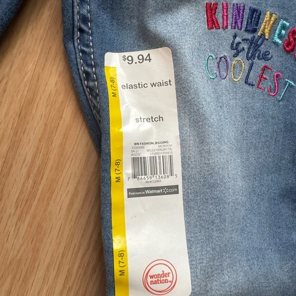 Blue Embroidered Girl’s Jeggings - Picture 5 of 5